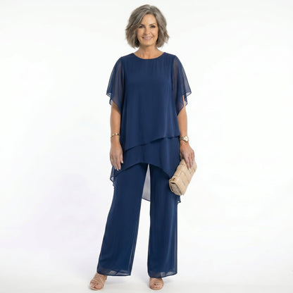 Victoria – Tiered Chiffon Tunic and Wide-Leg Set