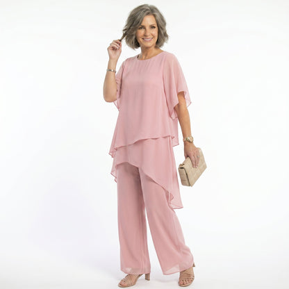 Victoria – Tiered Chiffon Tunic and Wide-Leg Set