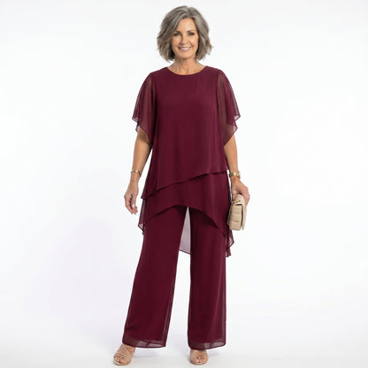 Victoria – Tiered Chiffon Tunic and Wide-Leg Set