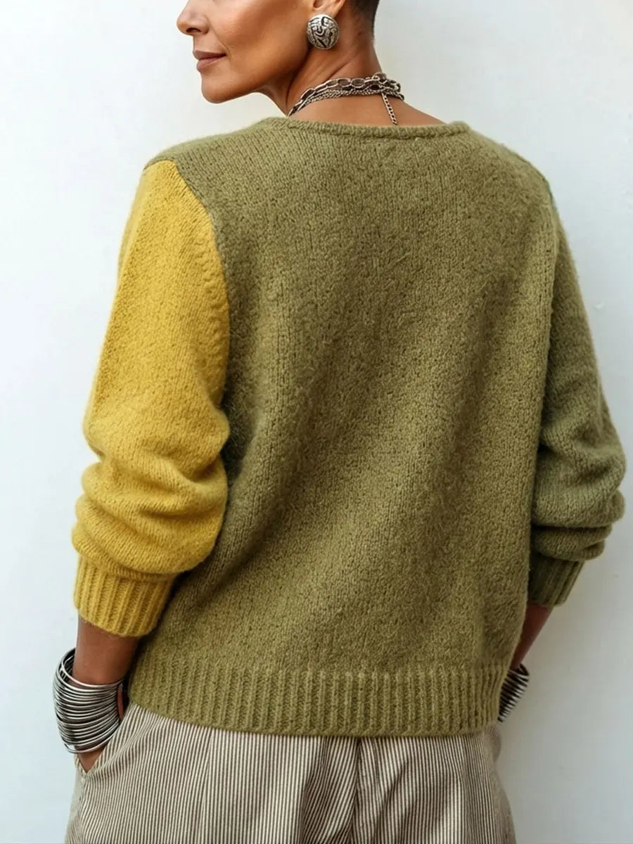 Brenda – Colour-Block Asymmetric Knit Sweater