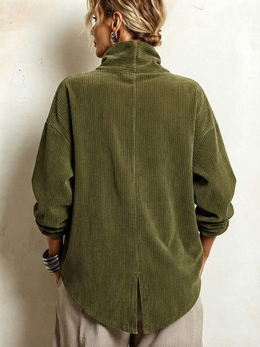 Amanda – Ribbed Asymmetric Button Jacket