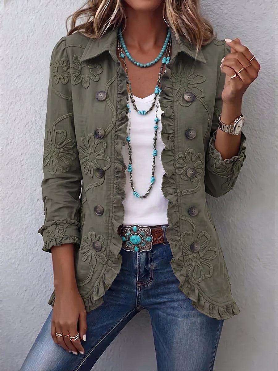 Allison – Embroidered Ruffle Trim Jacket