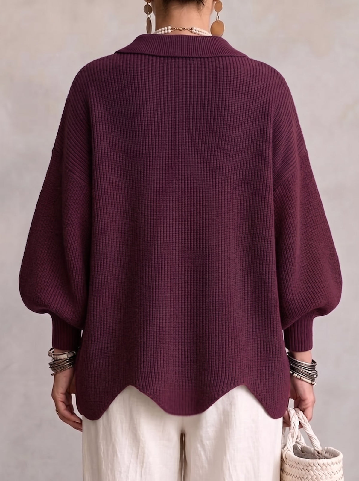 Jessica – Oversized Collared Cardigan with Bold Buttons