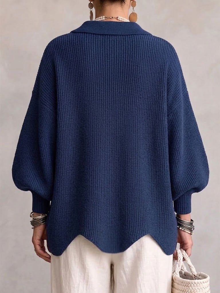 Jessica – Oversized Collared Cardigan with Bold Buttons