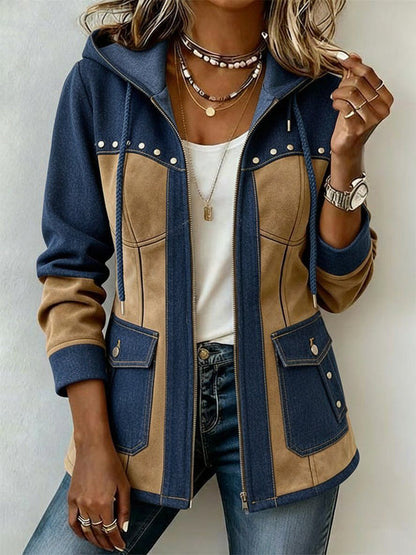 Marjorie – Hooded Zip-Up Jacket with Stud Detail