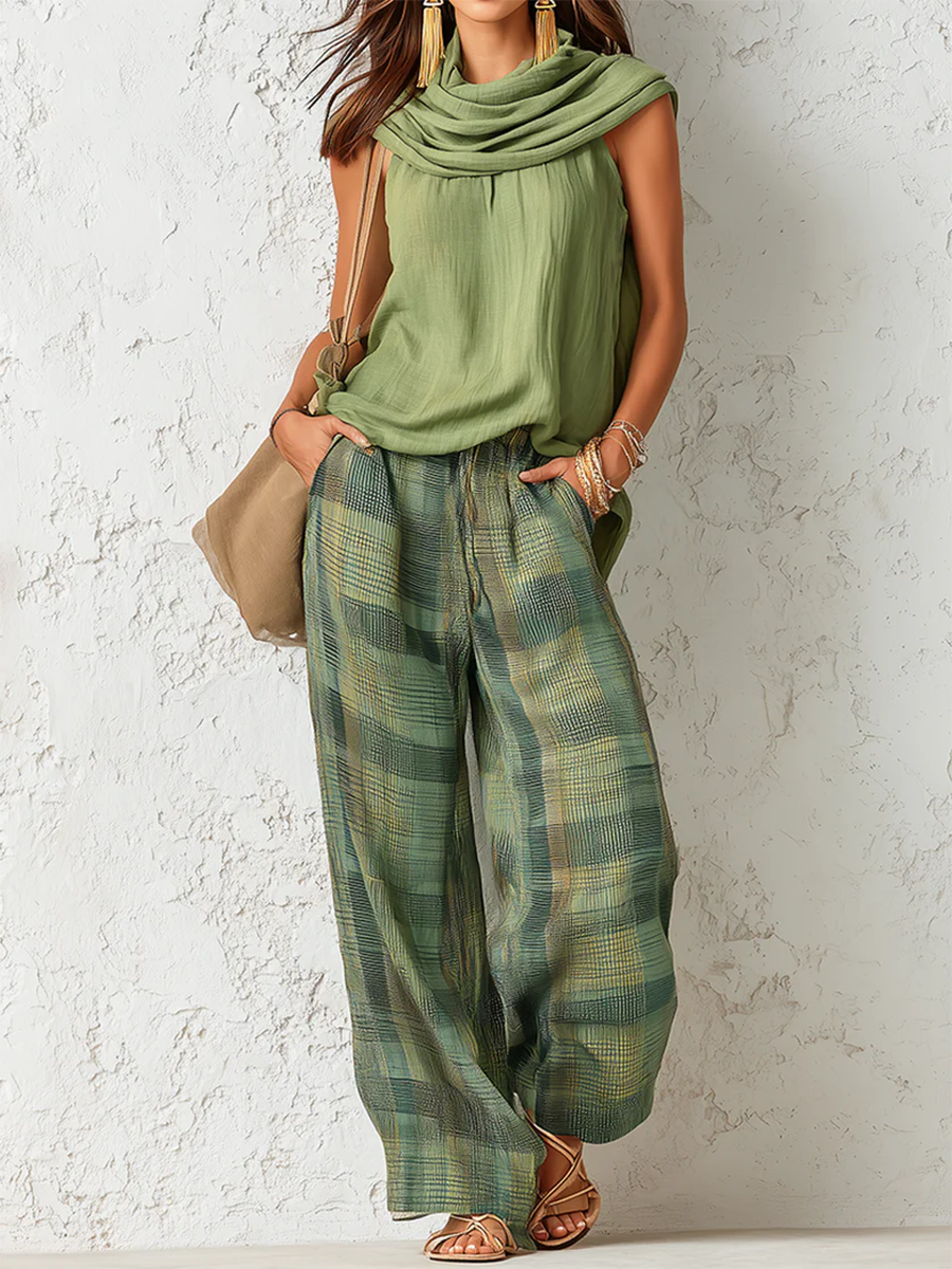 Carol – Sleeveless Top and Wide-Leg Pants Set