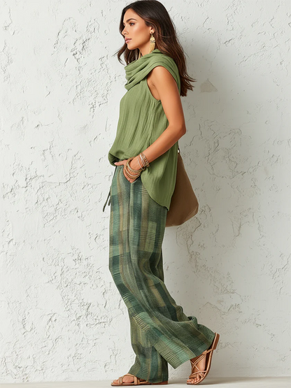Carol – Sleeveless Top and Wide-Leg Pants Set