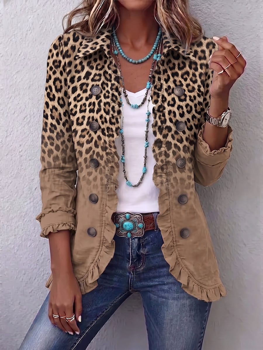 Helen – Leopard Print Ruffled Jacket