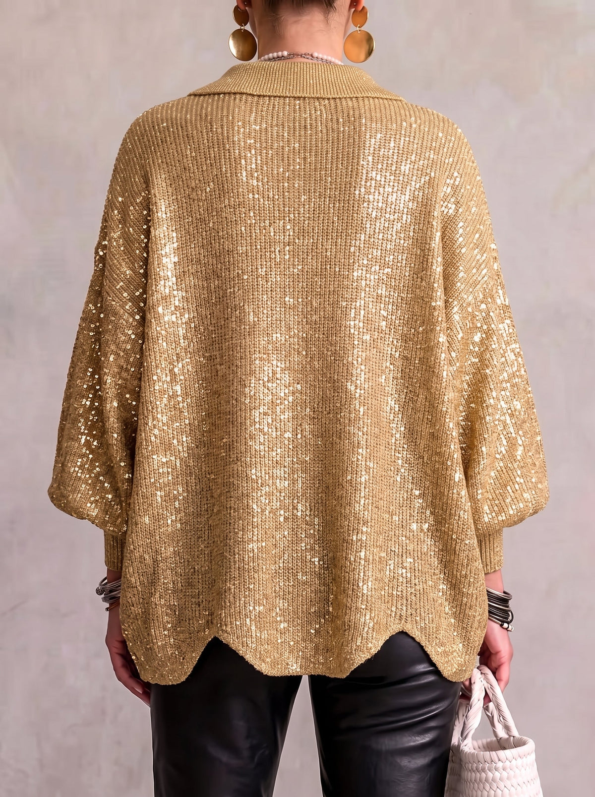 Jessica – Oversized Collared Cardigan with Bold Buttons
