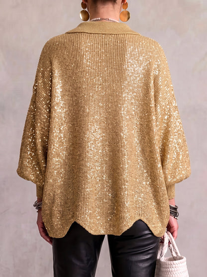 Jessica – Oversized Collared Cardigan with Bold Buttons