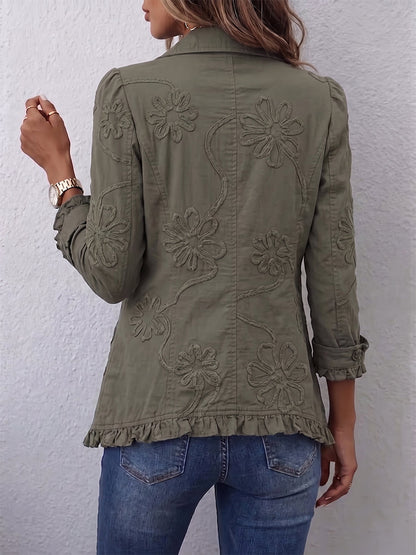 Colleen – Boho Floral Embroidered Ruffle Jacket