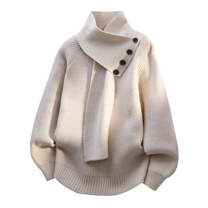 Phyllis – Knit Sweater with Scarf Collar