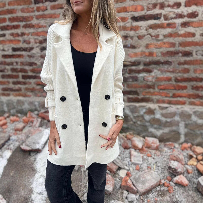 Danielle – Knit Sleeve Double-Breasted Jacket