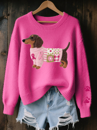 Karen – Dachshund Patchwork Knit Sweater