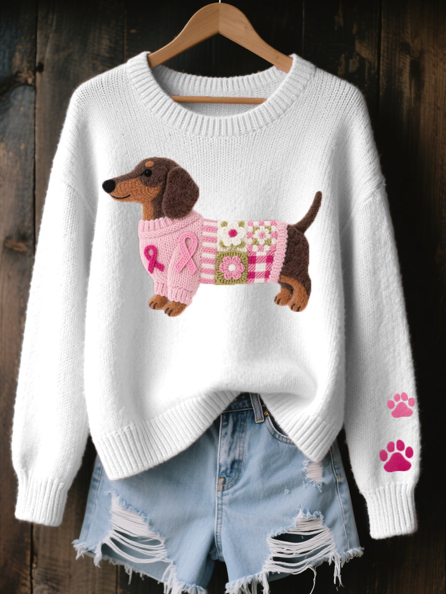 Karen – Dachshund Patchwork Knit Sweater
