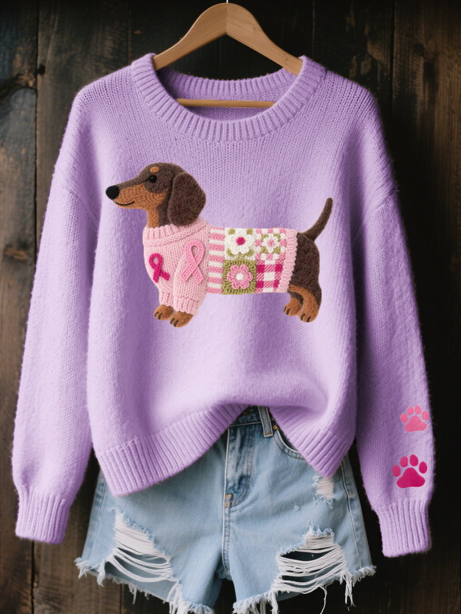 Karen – Dachshund Patchwork Knit Sweater