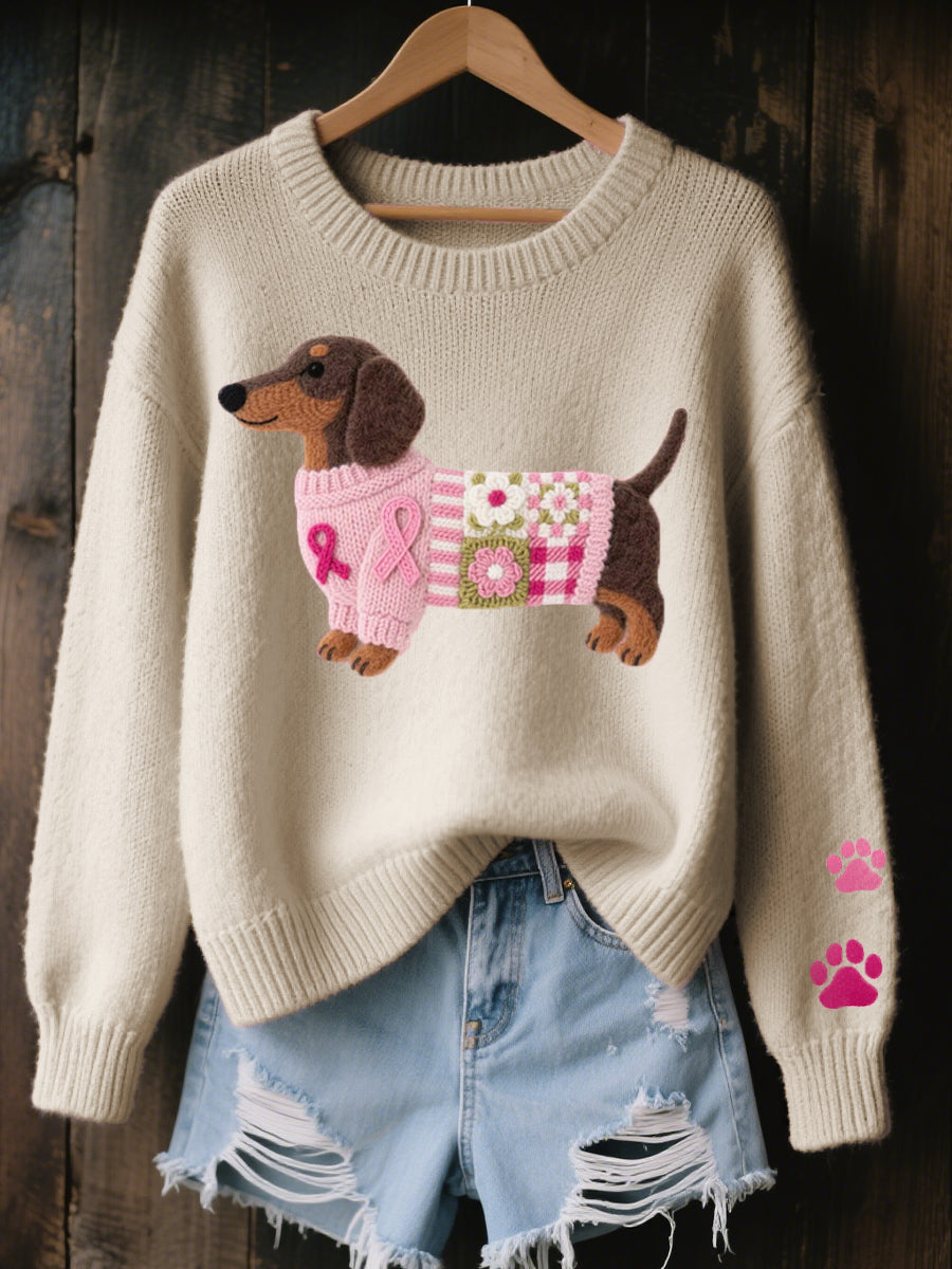 Karen – Dachshund Patchwork Knit Sweater