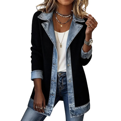 Brenda – Knit and Denim Patchwork Jacket