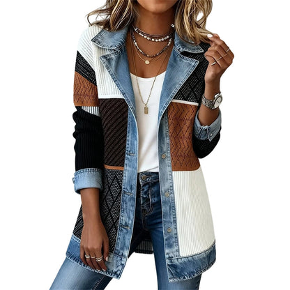 Brenda – Knit and Denim Patchwork Jacket