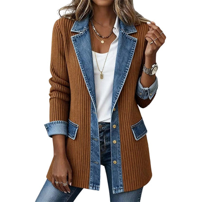 Brenda – Knit and Denim Patchwork Jacket