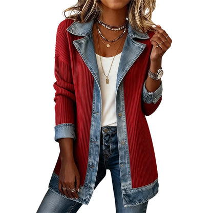 Brenda – Knit and Denim Patchwork Jacket