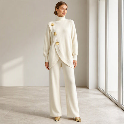 Krista – Turtleneck Knit Sweater and Wide-Leg Pants Set