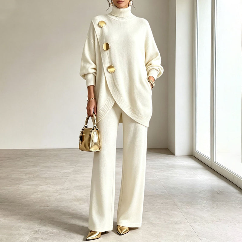 Krista – Turtleneck Knit Sweater and Wide-Leg Pants Set
