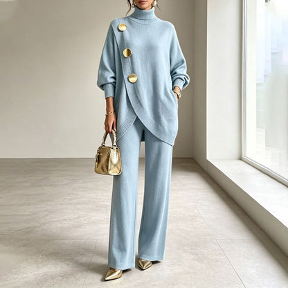 Krista – Turtleneck Knit Sweater and Wide-Leg Pants Set