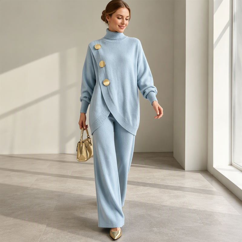 Krista – Turtleneck Knit Sweater and Wide-Leg Pants Set