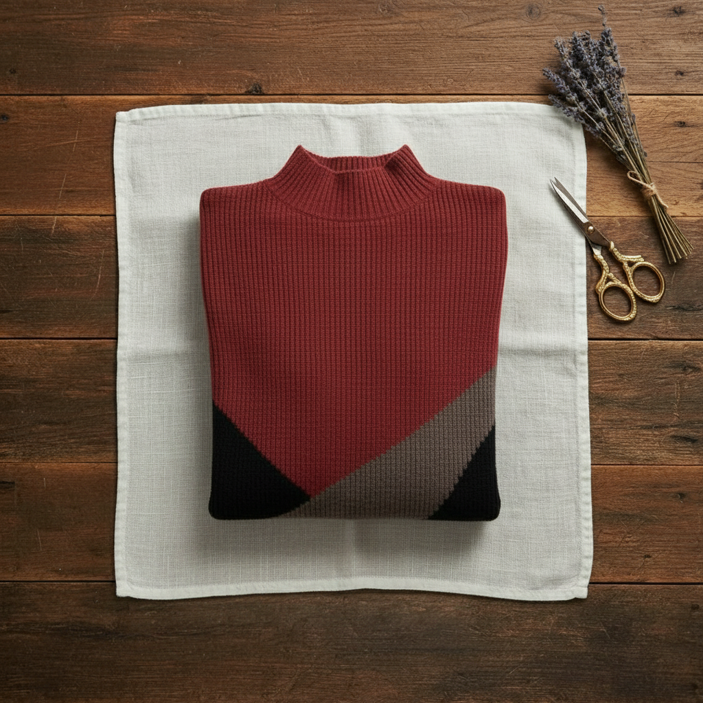 Wendy – Colour-block Mock Neck Sweater