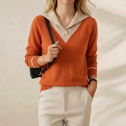 Jessica – Contrast Collar Knit Sweater