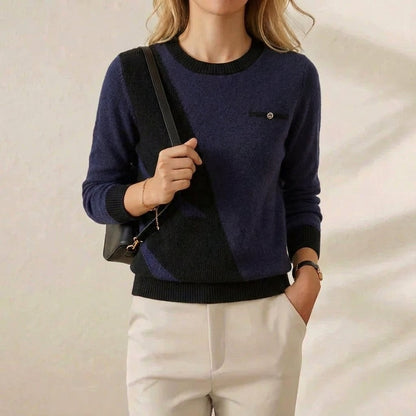 Evangeline – Crew Neck Sweater with Contrast Trim