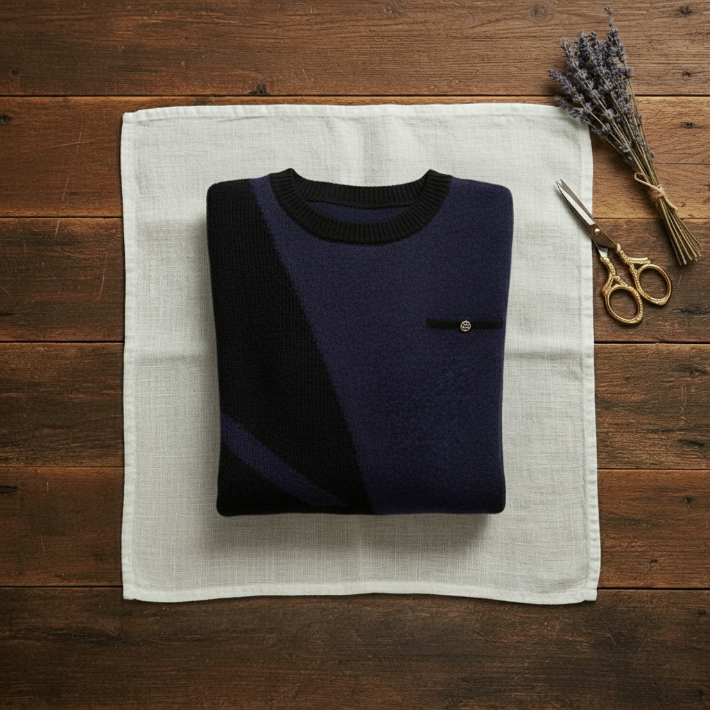Evangeline – Crew Neck Sweater with Contrast Trim