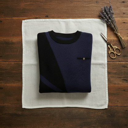 Evangeline – Crew Neck Sweater with Contrast Trim