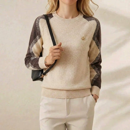 Martha – Contrast Sleeve Crew Neck Sweater