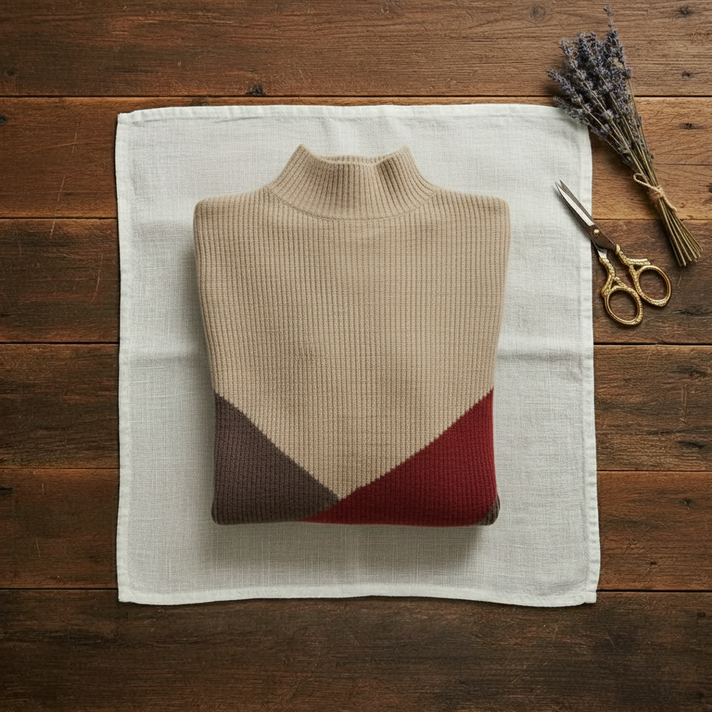 Rebecca – Colour-block Turtleneck Knit Sweater