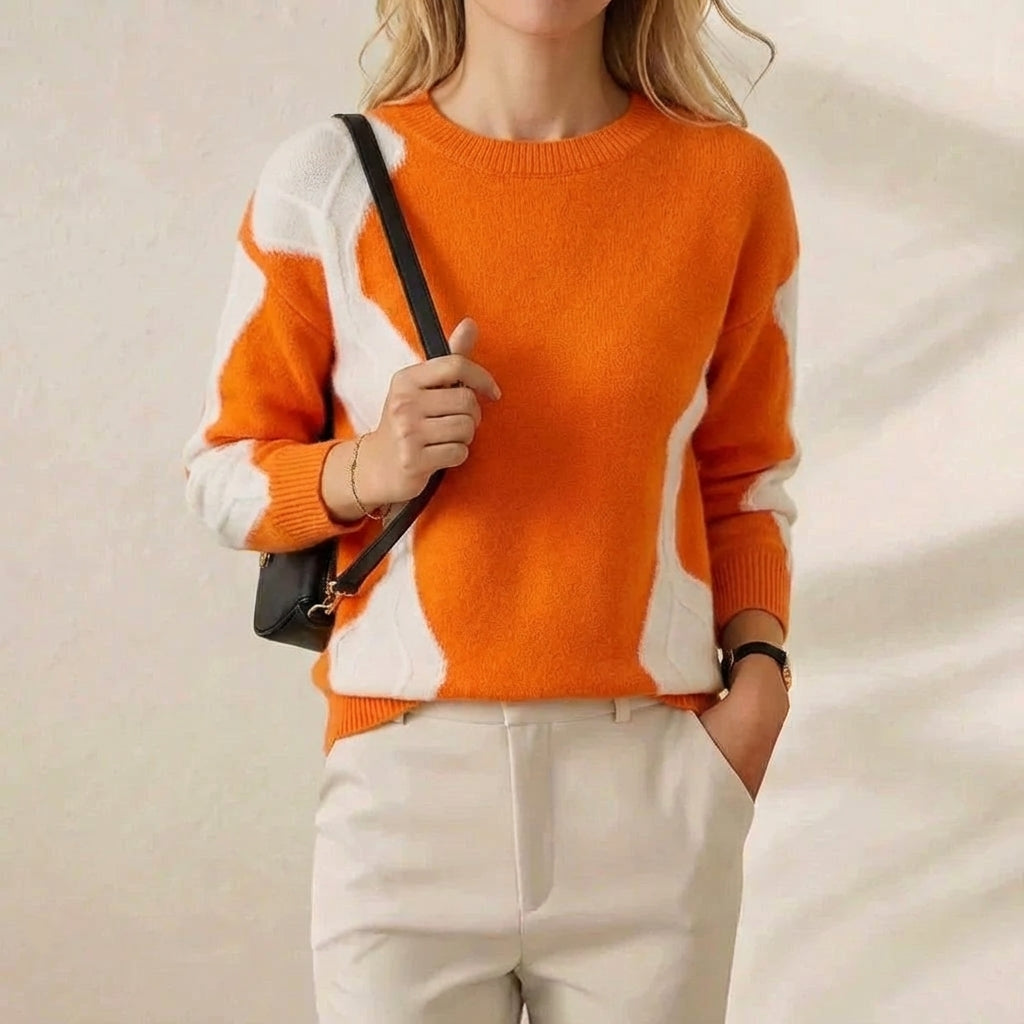 June – Colour-block Knit Crew Neck Sweater