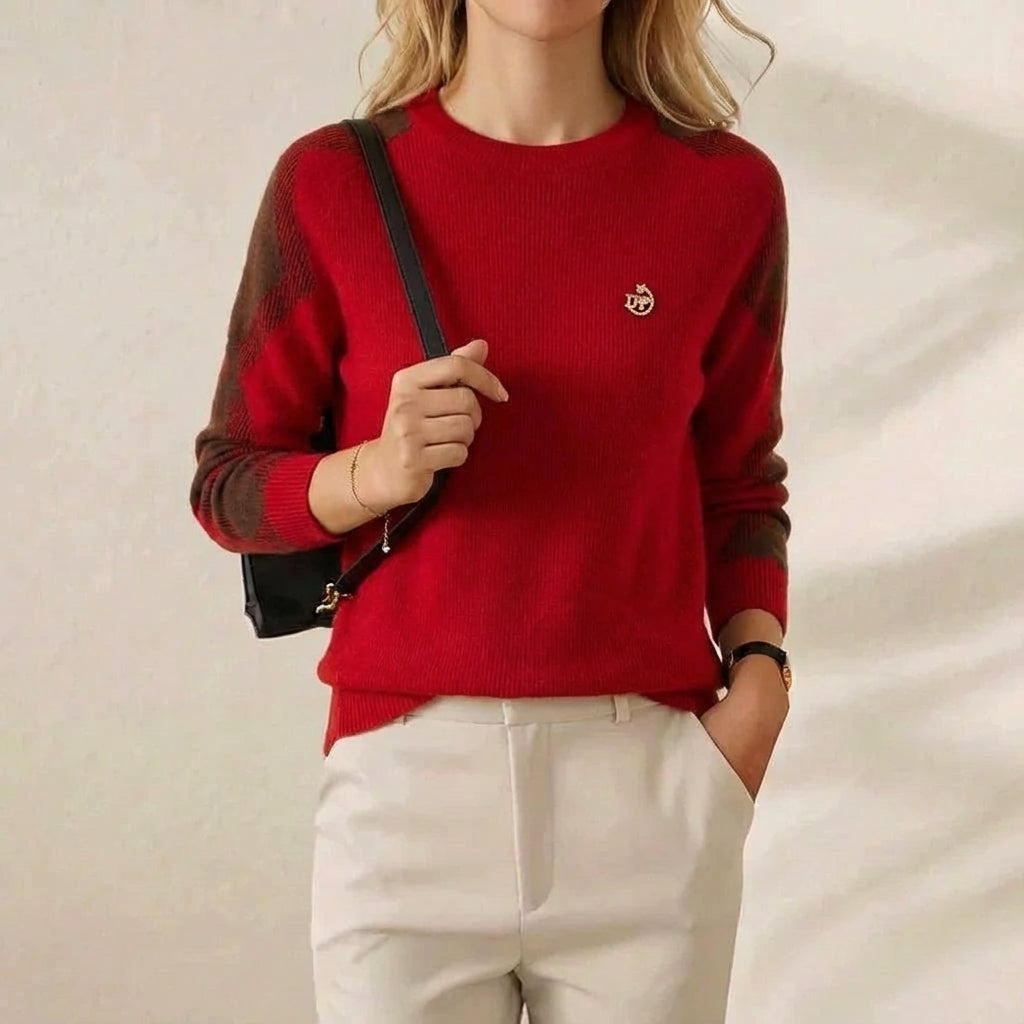 Martha – Contrast Sleeve Crew Neck Sweater
