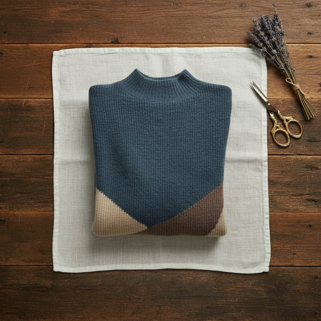 Wendy – Colour-block Mock Neck Sweater