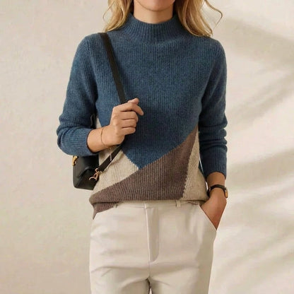 Rebecca – Colour-block Turtleneck Knit Sweater