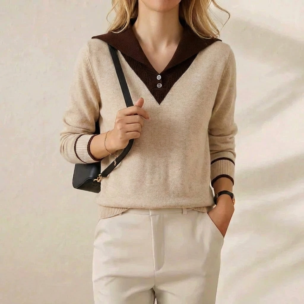 Jessica – Contrast Collar Knit Sweater