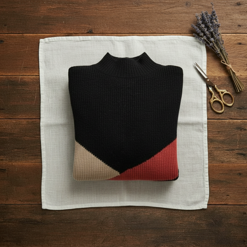 Wendy – Colour-block Mock Neck Sweater