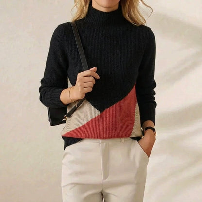 Rebecca – Colour-block Turtleneck Knit Sweater