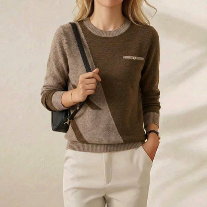 Evangeline – Crew Neck Sweater with Contrast Trim