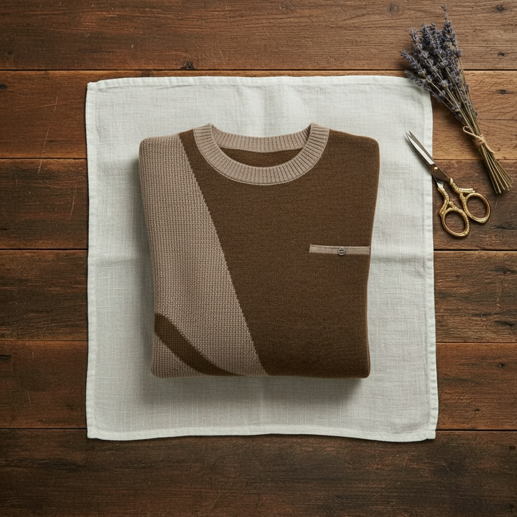 Evangeline – Crew Neck Sweater with Contrast Trim