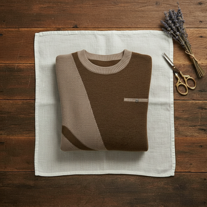Evangeline – Crew Neck Sweater with Contrast Trim