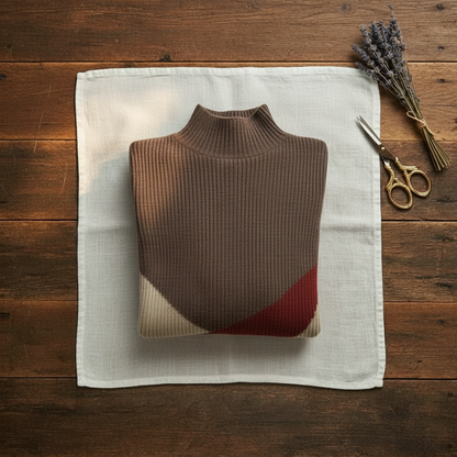 Wendy – Colour-block Mock Neck Sweater