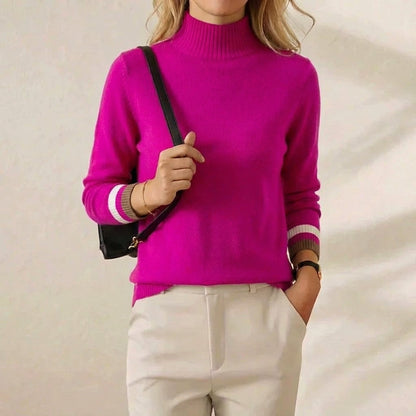 Thelma – Turtleneck Sweater with Stripe Cuffs
