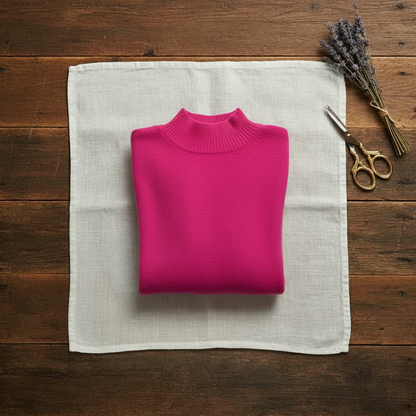 Thelma – Turtleneck Sweater with Stripe Cuffs