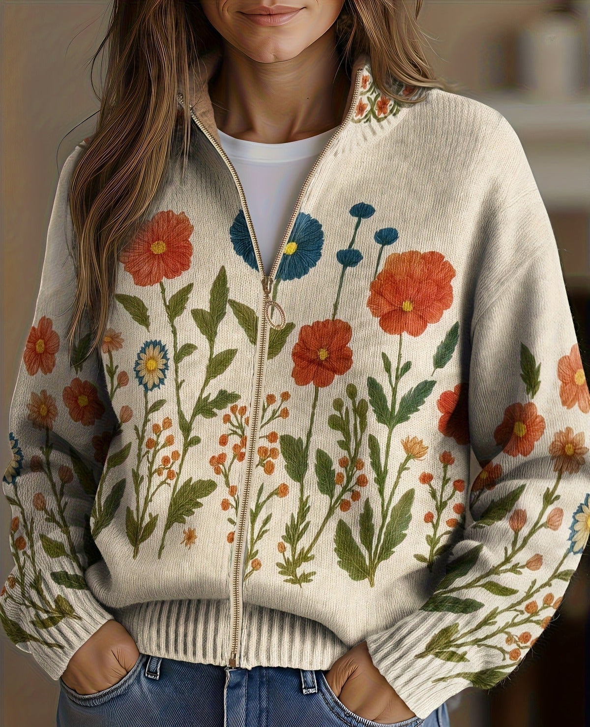 Odessa – Wildflower Zip Cardigan